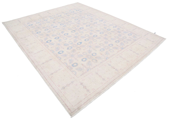 Ivory Afghan Serenity Rug 8' 0" x 9' 7" Hand-Knotted | No. AT60254