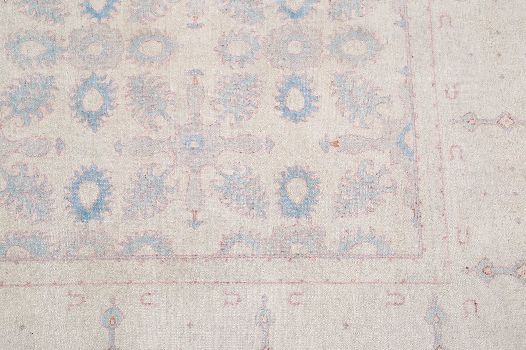 Ivory Afghan Serenity Rug 8' 0" x 9' 7" Hand-Knotted | No. AT60254