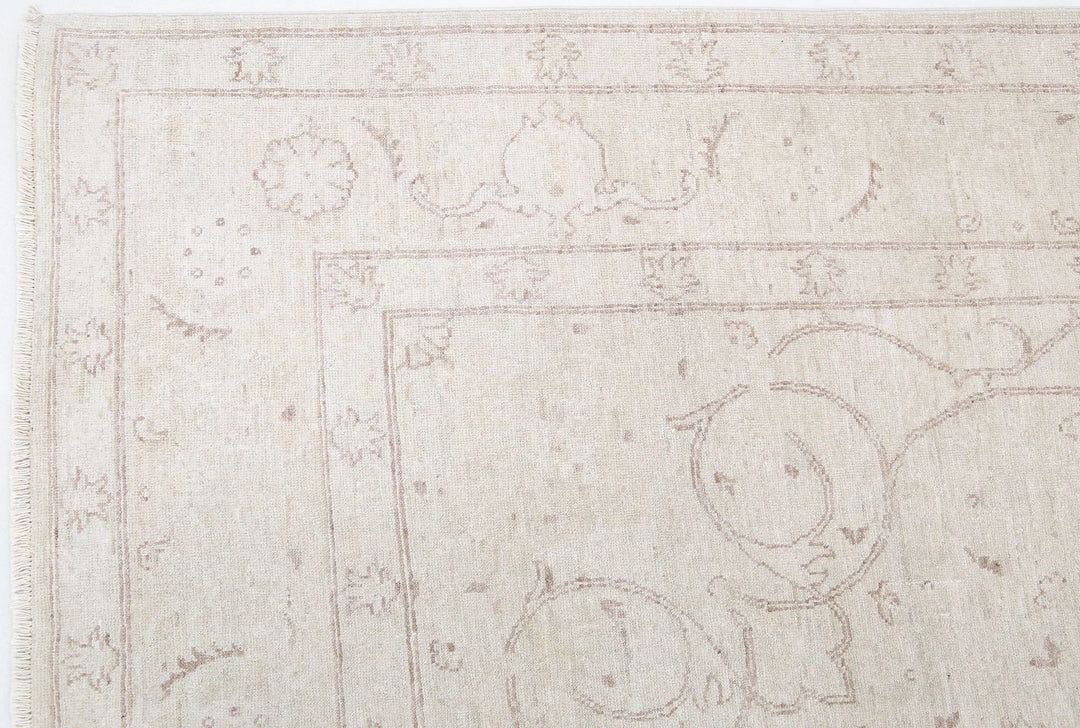 Ivory Afghan Serenity Rug 5' 11" x 9' 4" Hand-Knotted | No. AT60319