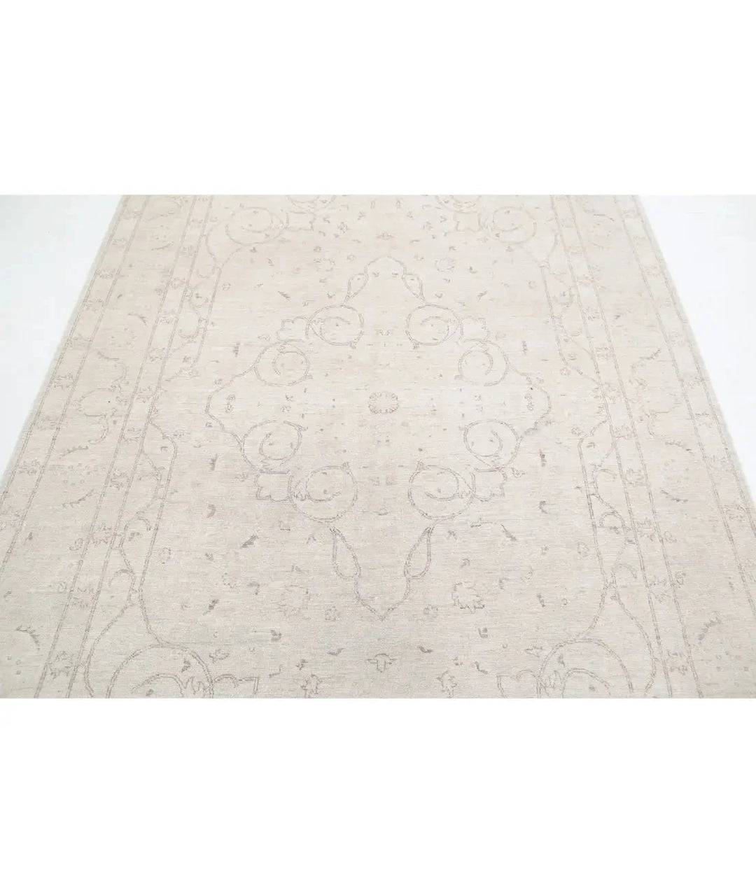 Ivory Afghan Serenity Rug 5' 11" x 9' 4" Hand-Knotted | No. AT60319