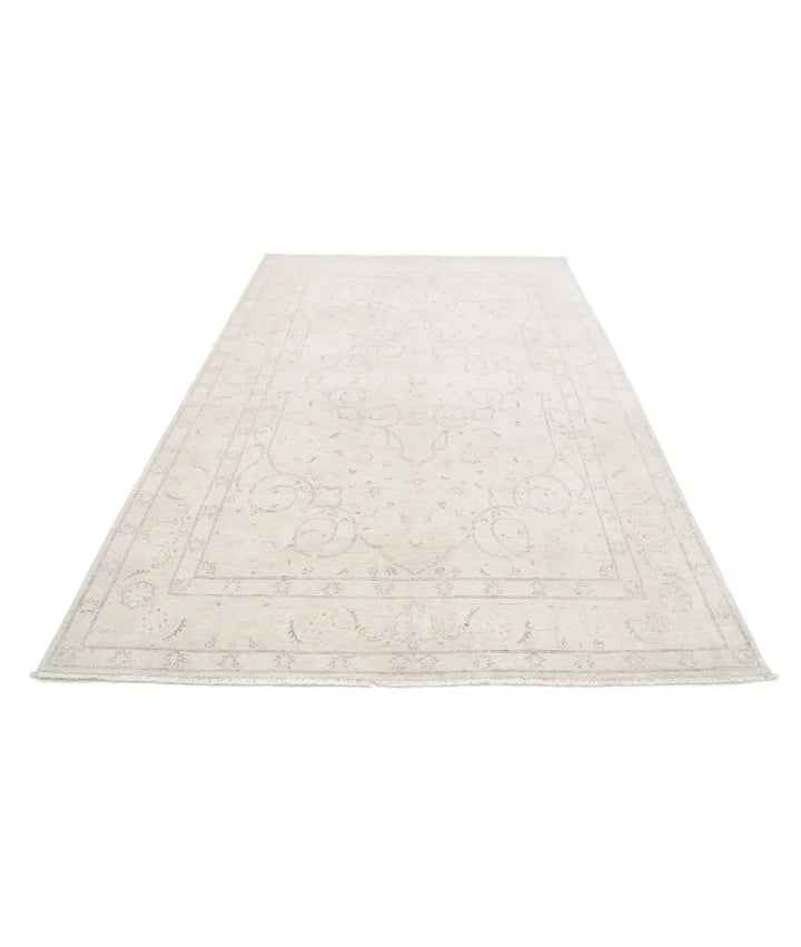 Ivory Afghan Serenity Rug 5' 11" x 9' 4" Hand-Knotted | No. AT60319