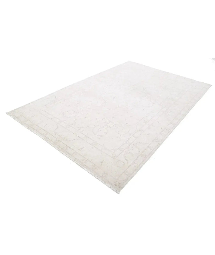 Ivory Afghan Serenity Rug 5' 11" x 9' 4" Hand-Knotted | No. AT60319