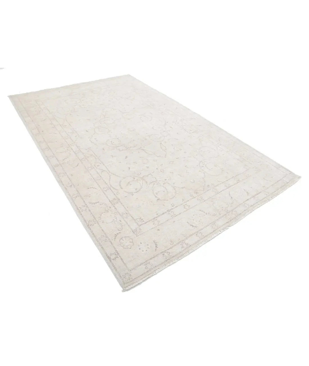 Ivory Afghan Serenity Rug 5' 11" x 9' 4" Hand-Knotted | No. AT60319