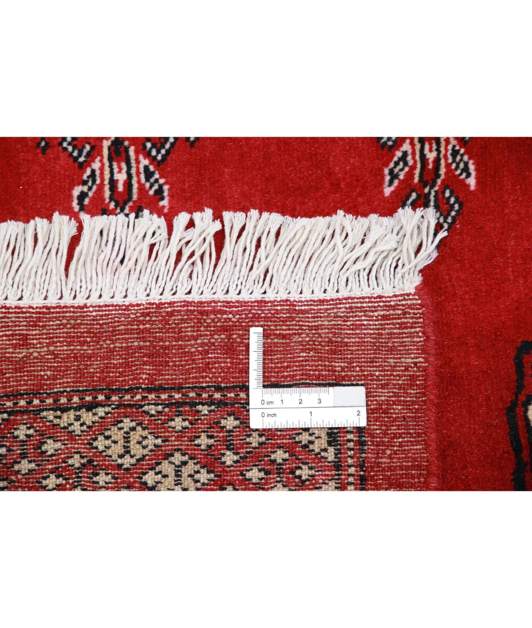 Red Pakistani Bokhara Rug 6' 1" x 8' 11" Hand-Knotted | No. AT60452