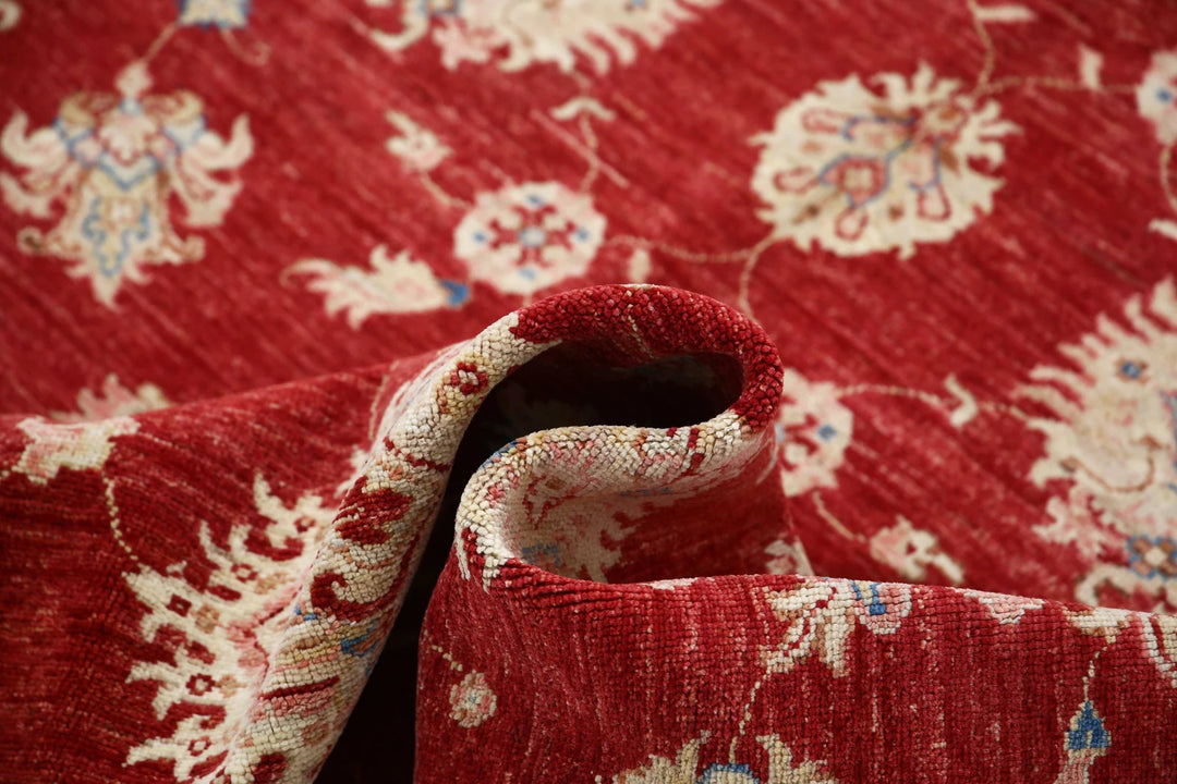 Red Afghan Ziegler Rug 5' 7" x 7' 9" Hand-Knotted | No. AT60509