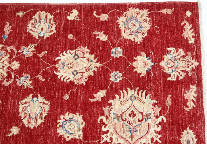Red Afghan Ziegler Rug 5' 7" x 7' 9" Hand-Knotted | No. AT60509