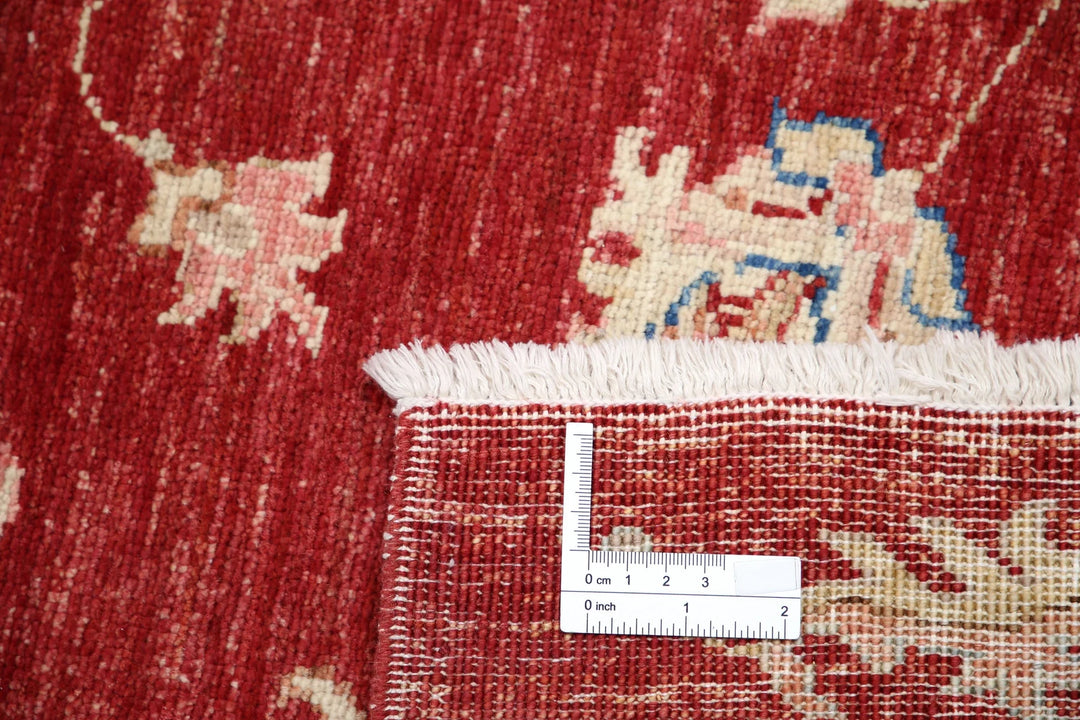 Red Afghan Ziegler Rug 5' 7" x 7' 9" Hand-Knotted | No. AT60509