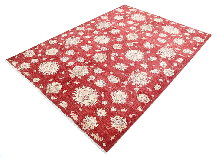 Red Afghan Ziegler Rug 5' 7" x 7' 9" Hand-Knotted | No. AT60509