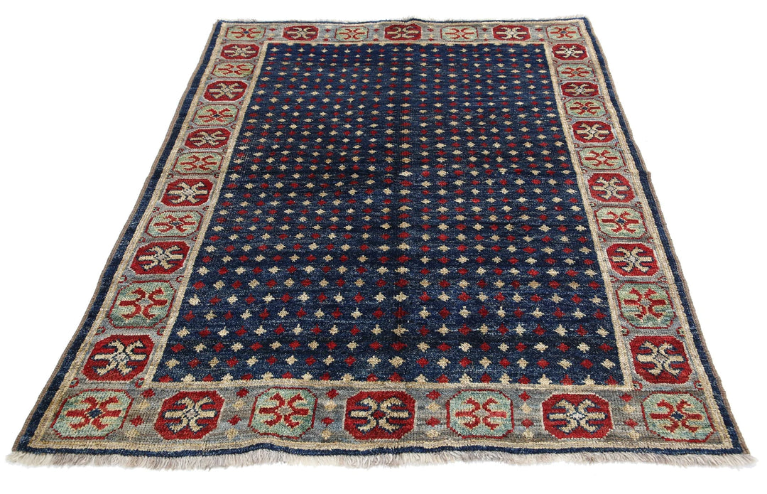 Red Afghan Ziegler Rug 6' 6" x 9' 7" Hand-Knotted | No. AT60558