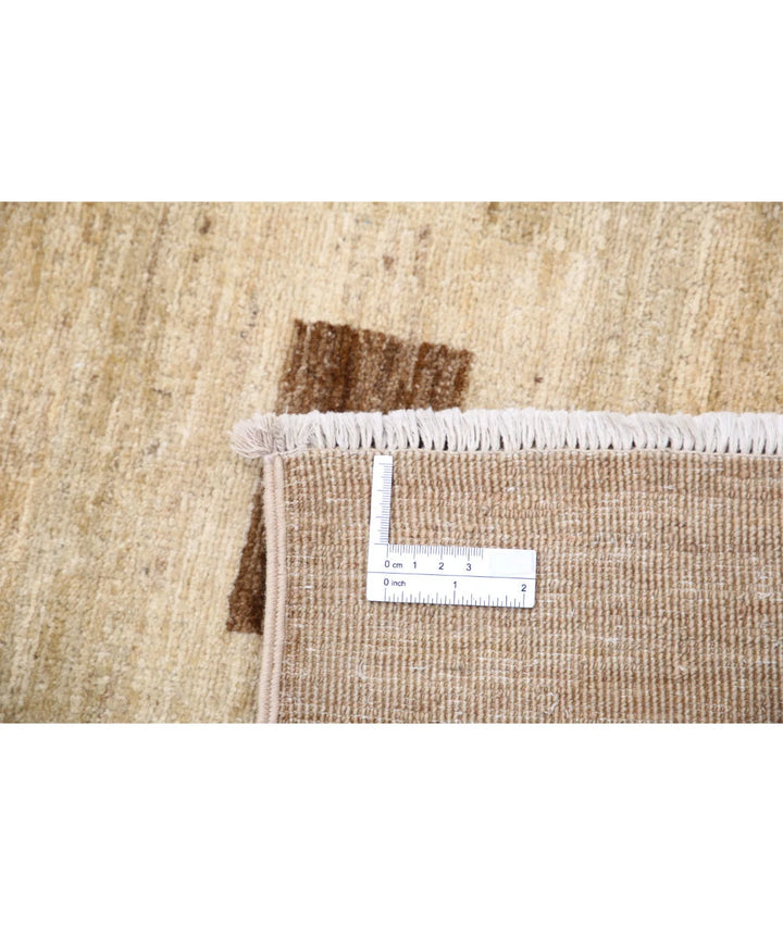 Beige Afghan Oriental Rug 6' 8" x 8' 11" Hand-Knotted | No. AT60572