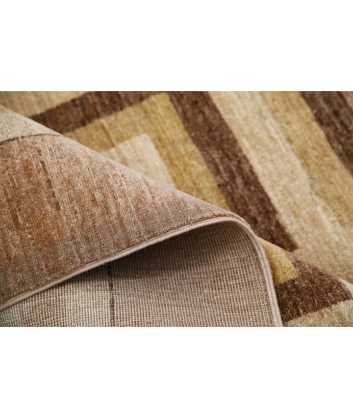 Beige Afghan Oriental Rug 6' 8" x 8' 11" Hand-Knotted | No. AT60572