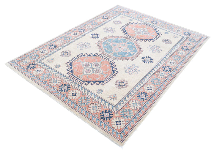 Afghan Royal Kazak Rug 4' 10" x 6' 8" Hand-Knotted | No. AT60651