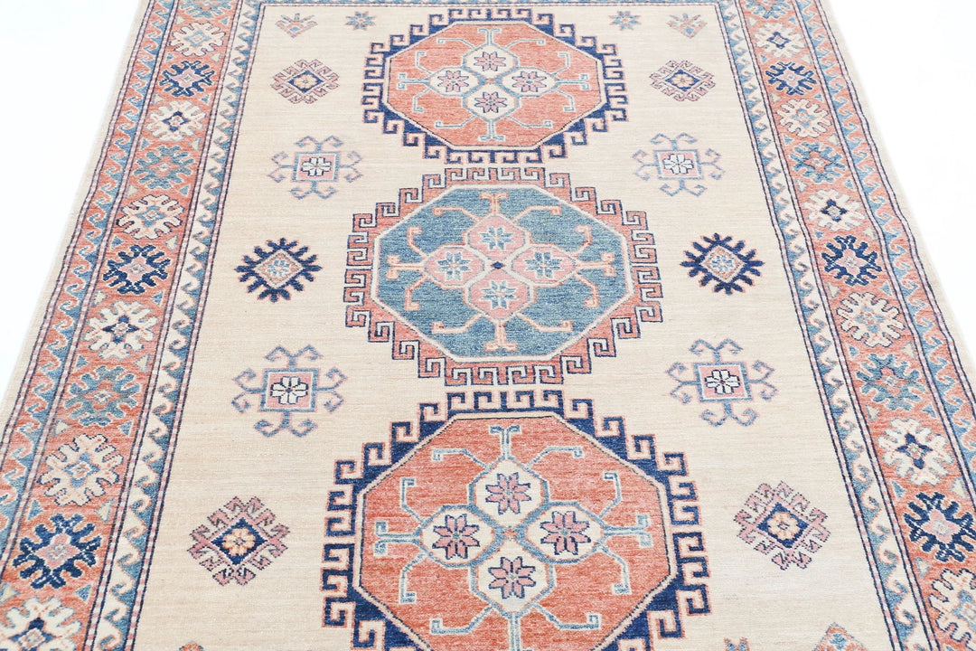 Afghan Royal Kazak Rug 4' 10" x 6' 8" Hand-Knotted | No. AT60651
