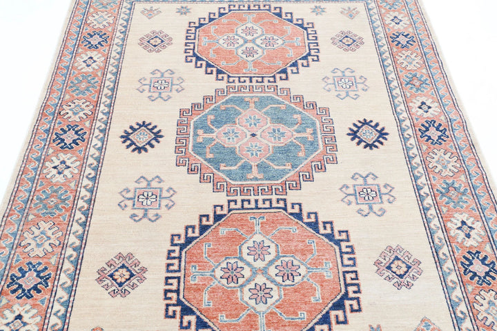 Afghan Royal Kazak Rug 4' 10" x 6' 8" Hand-Knotted | No. AT60651