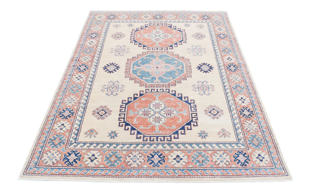 Afghan Royal Kazak Rug 4' 10" x 6' 8" Hand-Knotted | No. AT60651