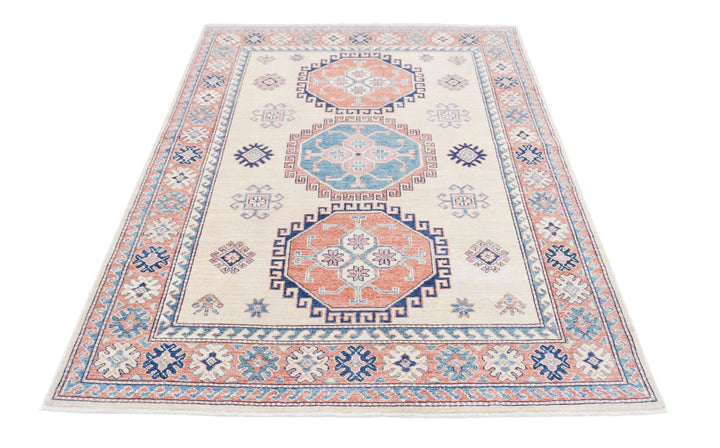Afghan Royal Kazak Rug 4' 10" x 6' 8" Hand-Knotted | No. AT60651