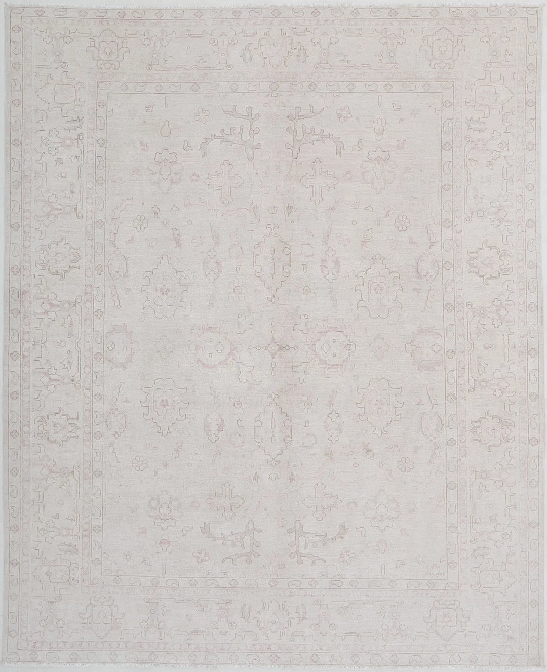 Ivory Afghan Serenity Rug 7' 10" x 9' 8" Hand-Knotted | No. AT60699