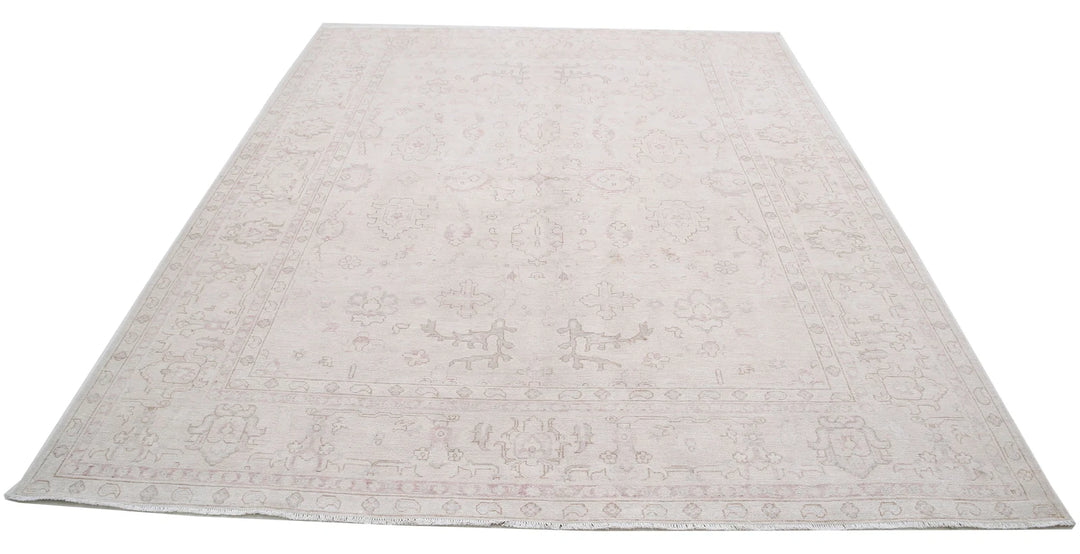 Ivory Afghan Serenity Rug 7' 10" x 9' 8" Hand-Knotted | No. AT60699