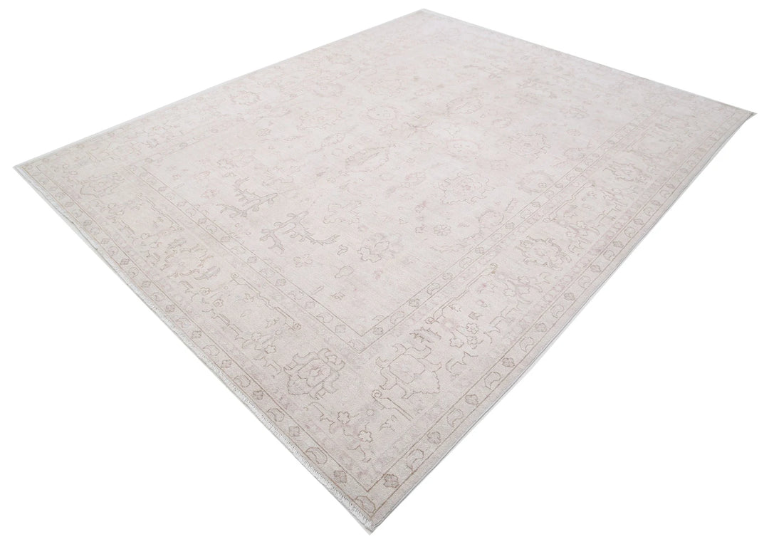 Ivory Afghan Serenity Rug 7' 10" x 9' 8" Hand-Knotted | No. AT60699