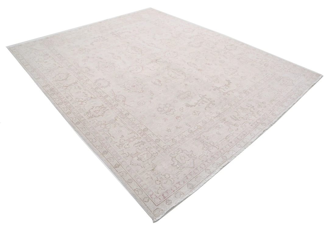 Ivory Afghan Serenity Rug 7' 10" x 9' 8" Hand-Knotted | No. AT60699