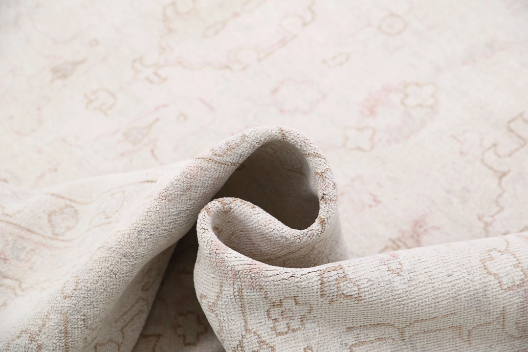 Ivory Afghan Serenity Rug 7' 10" x 9' 8" Hand-Knotted | No. AT60699