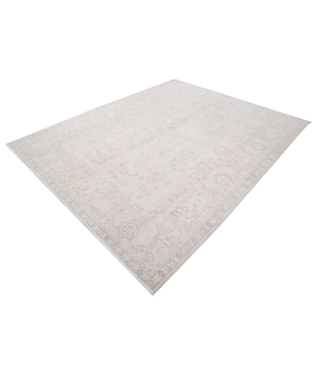 Ivory Afghan Serenity Rug 7' 10" x 9' 8" Hand-Knotted | No. AT60699