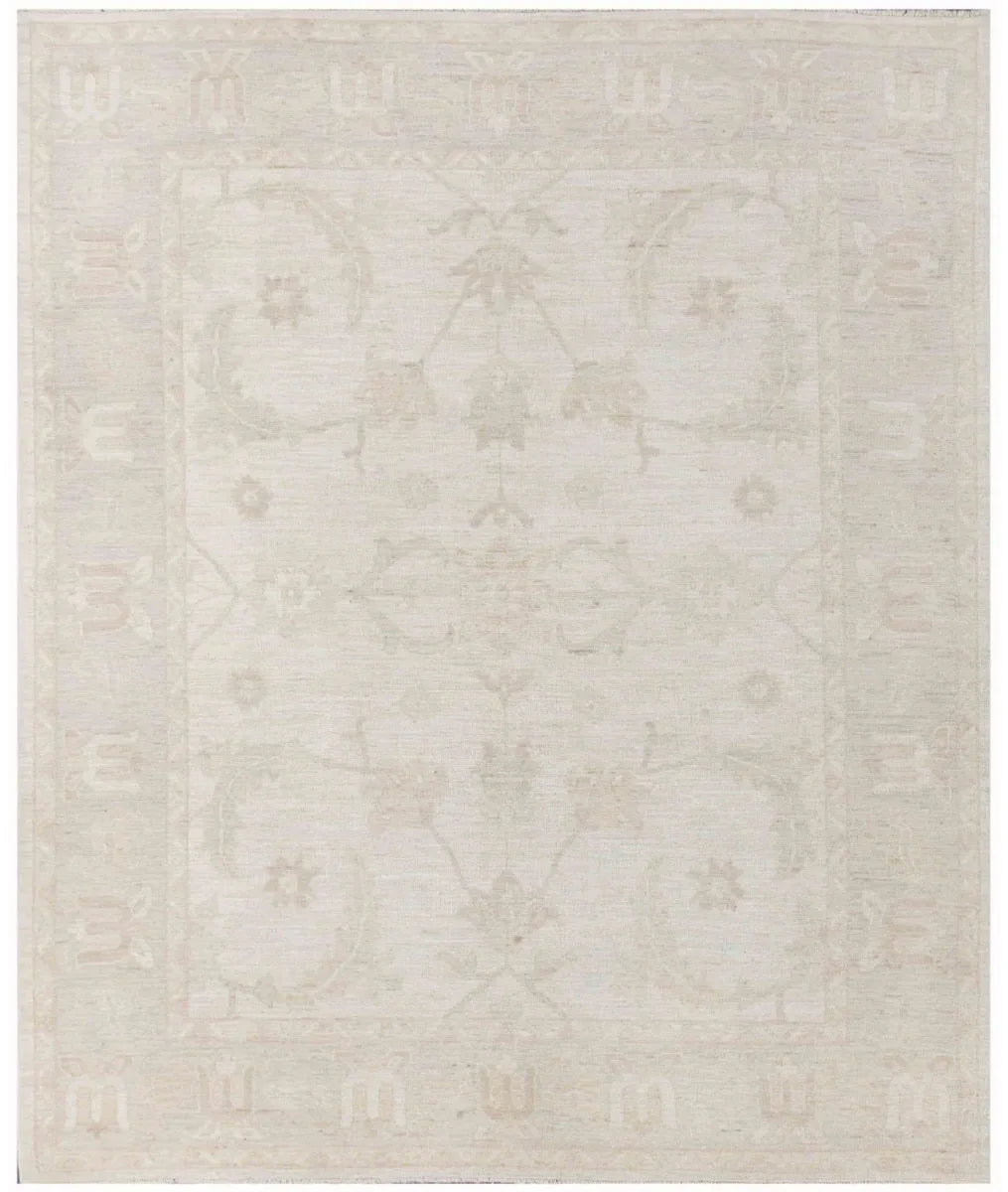 Ivory Afghan Oushak Rug 8' 5" x 10' 1" Hand-Knotted | No. AT607246