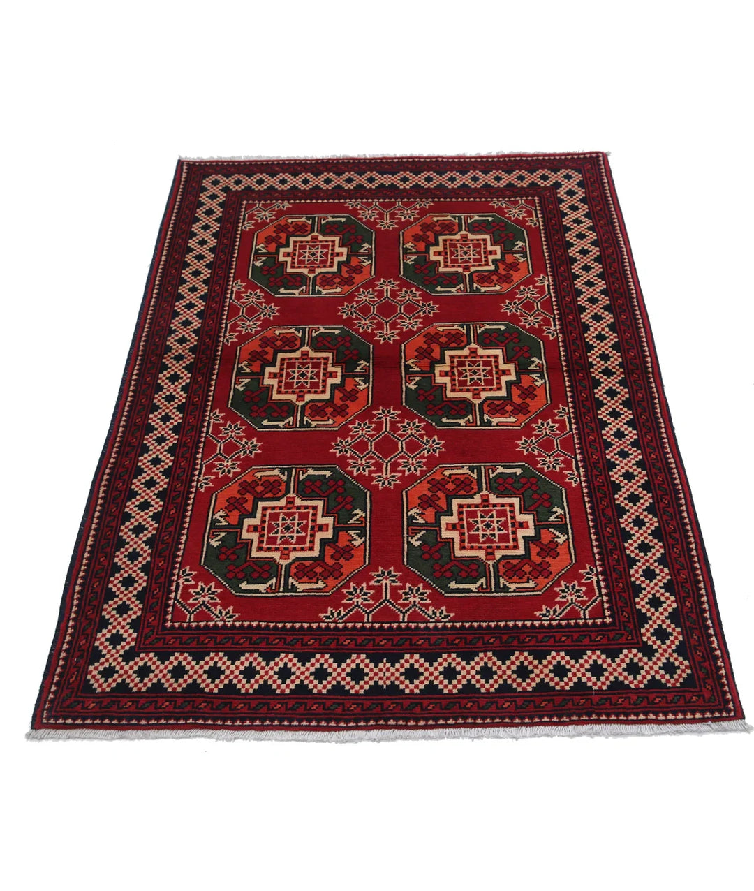 Afghan Karghai Rug 3' 4" x 4' 8" Hand-Knotted | No. AT60822