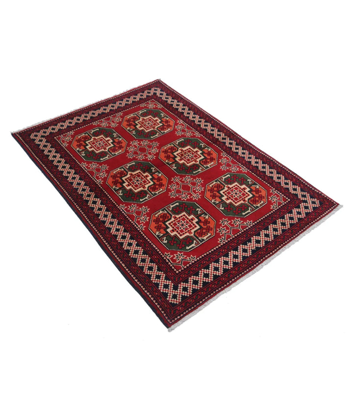 Afghan Karghai Rug 3' 4" x 4' 8" Hand-Knotted | No. AT60822
