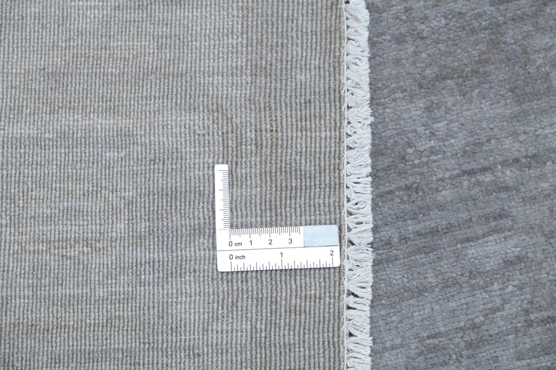 Grey Afghan Overdye Rug 6' 2" x 6' 0" Hand-Knotted | No. AT60925