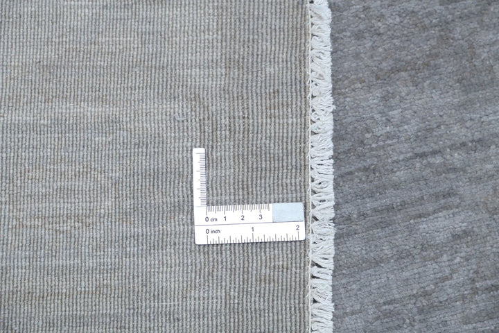 Grey Afghan Overdye Rug 6' 2" x 6' 0" Hand-Knotted | No. AT60925