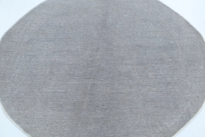Grey Afghan Overdye Rug 6' 2" x 6' 0" Hand-Knotted | No. AT60925