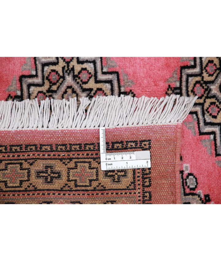 Pink Gold Blue Pakistani Jaldar Rug 4' 7" x 6' 5" Hand-Knotted | No. AT60946