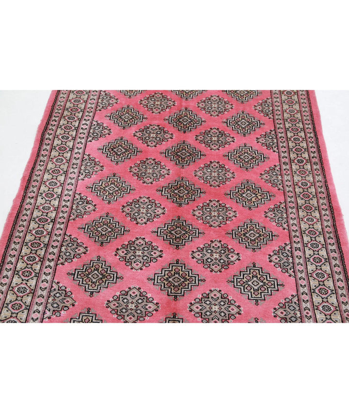 Pink Gold Blue Pakistani Jaldar Rug 4' 7" x 6' 5" Hand-Knotted | No. AT60946
