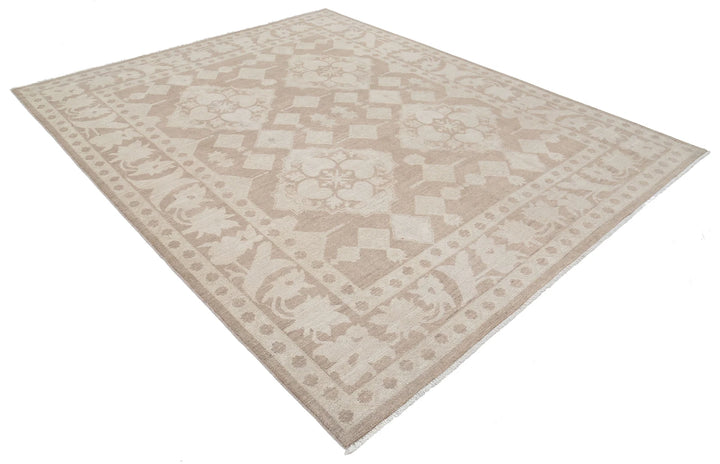 Ivory Afghan Serenity Rug 7' 10" x 9' 9" Hand-Knotted | No. AT61072