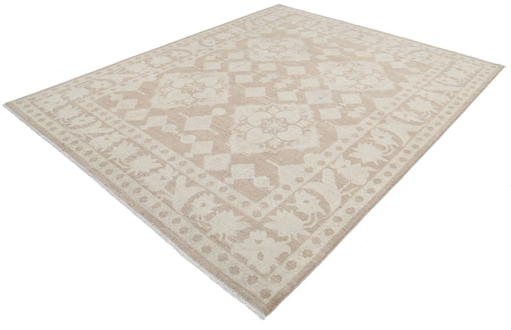 Ivory Afghan Serenity Rug 7' 10" x 9' 9" Hand-Knotted | No. AT61072