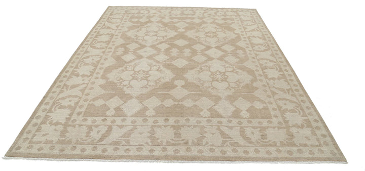 Ivory Afghan Serenity Rug 7' 10" x 9' 9" Hand-Knotted | No. AT61072