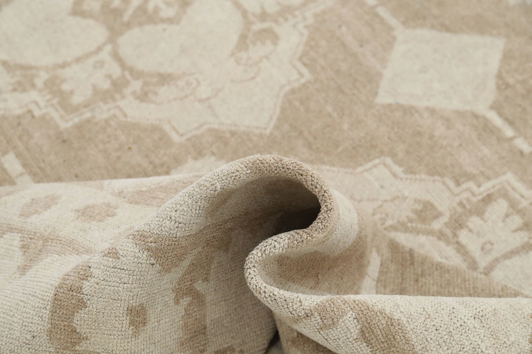 Ivory Afghan Serenity Rug 7' 10" x 9' 9" Hand-Knotted | No. AT61072