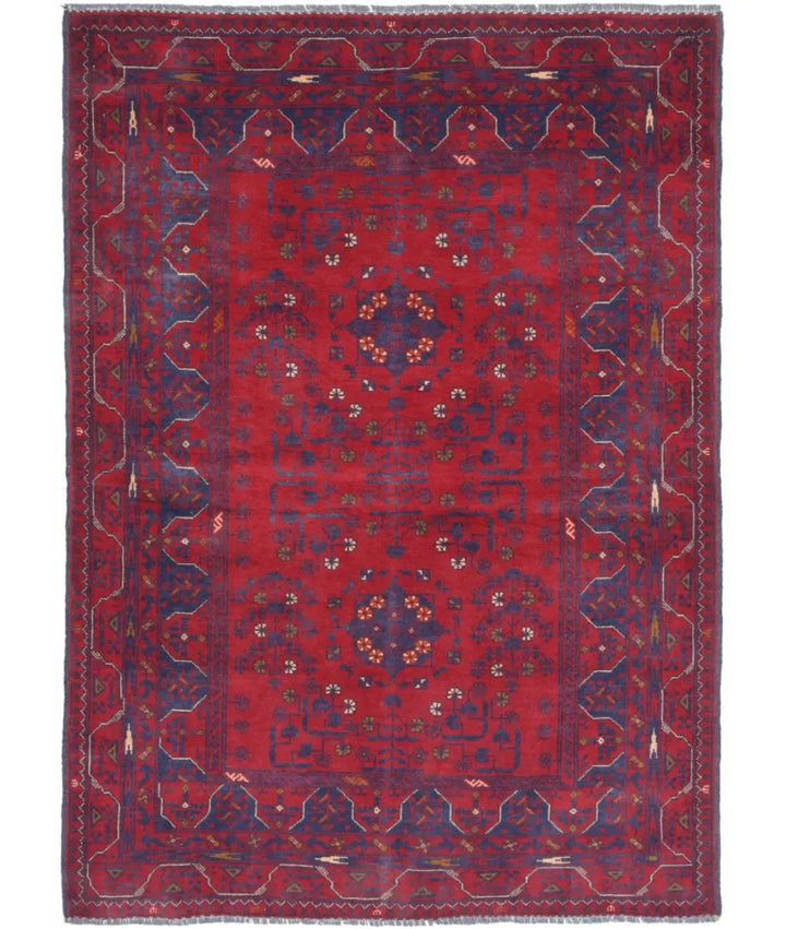 Afghan Khamyab Rug 3' 4" x 4' 9" Hand-Knotted | No. AT61204