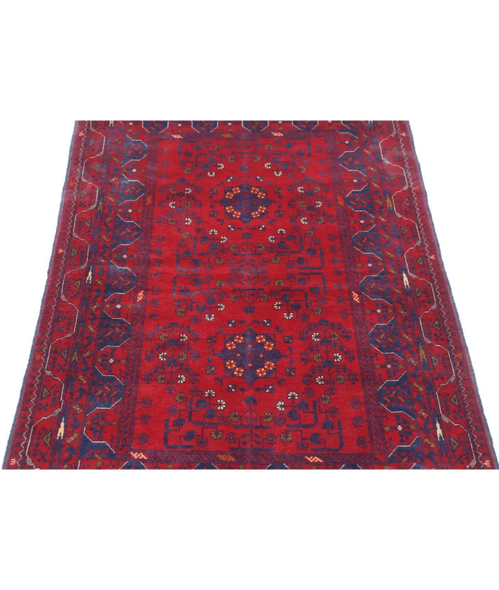 Afghan Khamyab Rug 3' 4" x 4' 9" Hand-Knotted | No. AT61204