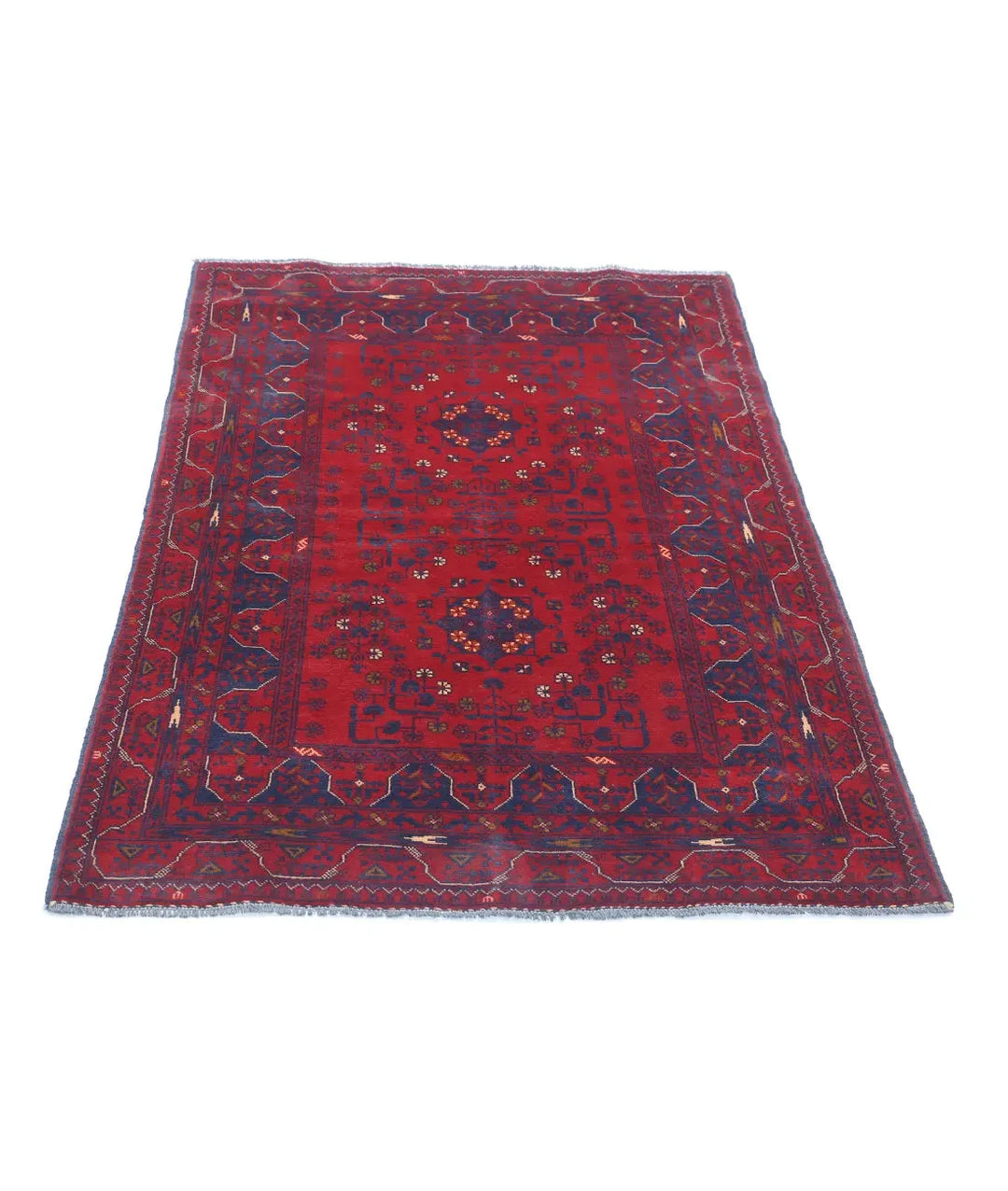 Afghan Khamyab Rug 3' 4" x 4' 9" Hand-Knotted | No. AT61204