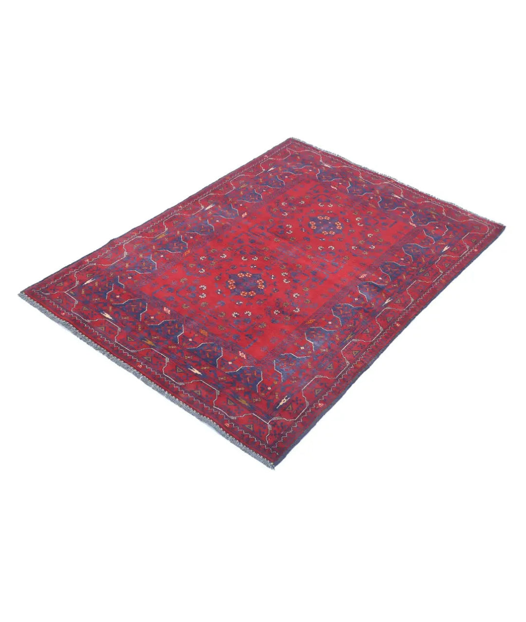 Afghan Khamyab Rug 3' 4" x 4' 9" Hand-Knotted | No. AT61204