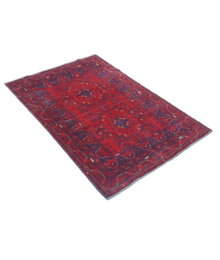 Afghan Khamyab Rug 3' 4" x 4' 9" Hand-Knotted | No. AT61204