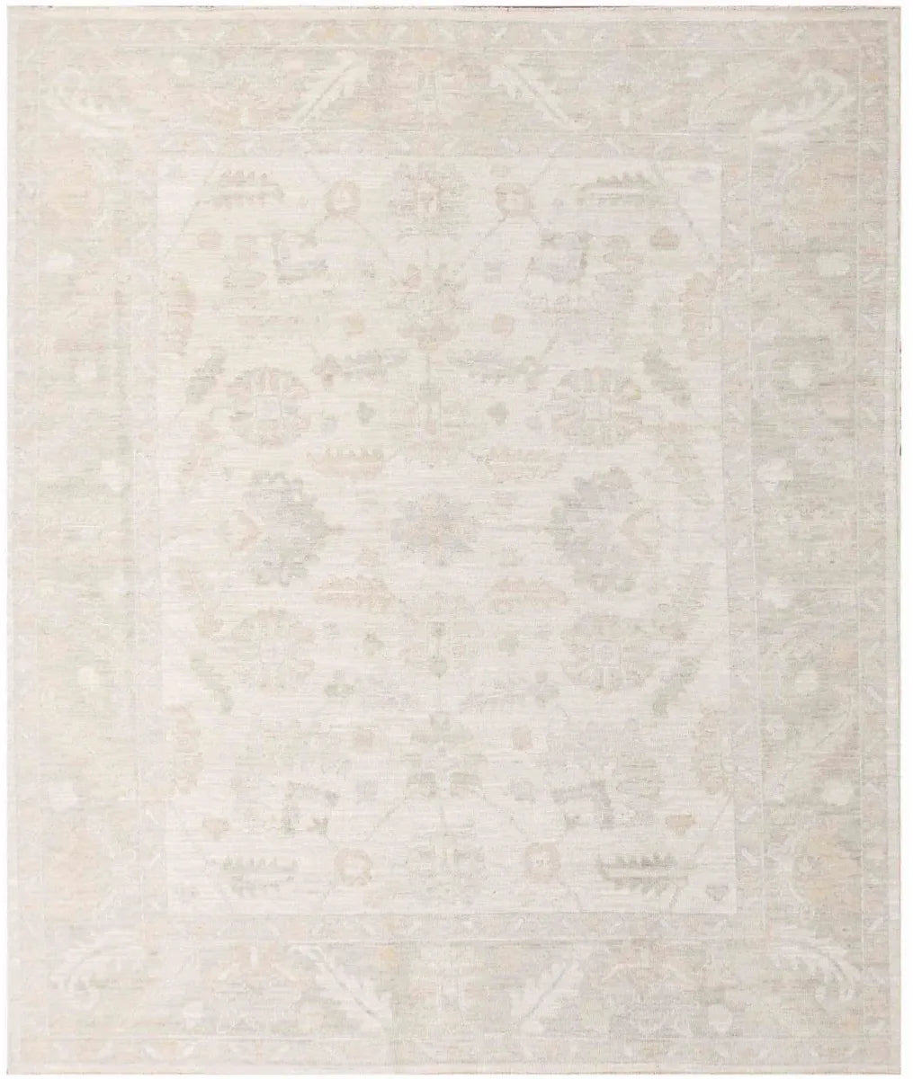 Ivory Afghan Oushak Rug 8' 3" x 9' 10" Hand-Knotted | No. AT61298