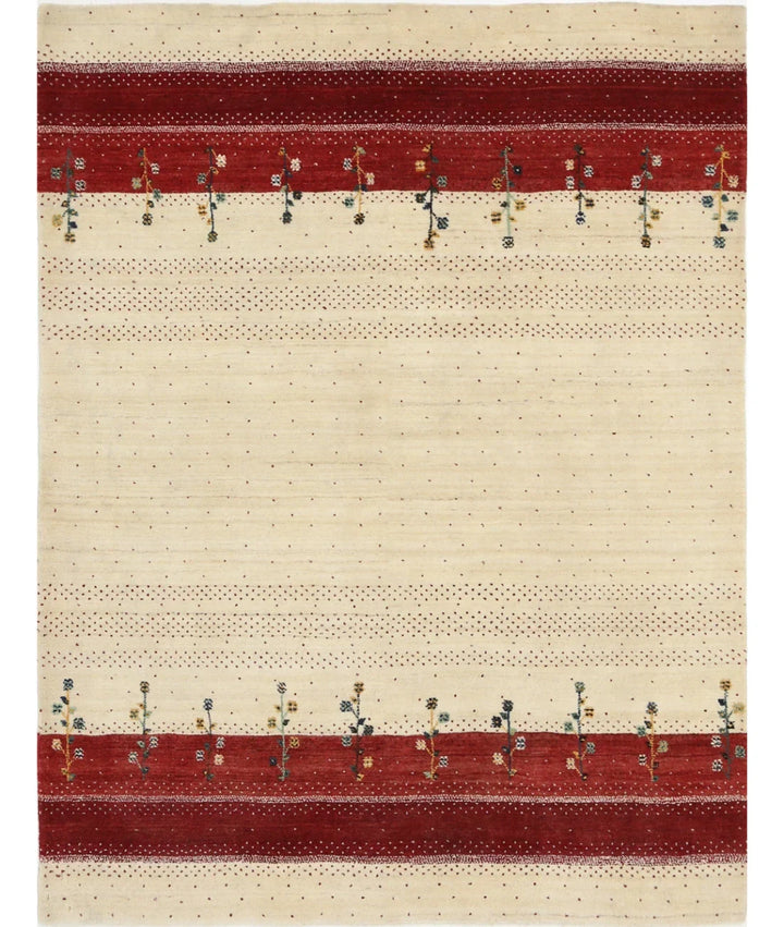 Ivory Indian Oriental Rug 4' 9" x 6' 3" Hand-Knotted | No. AT61377