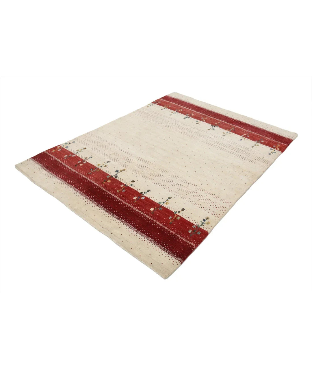 Ivory Indian Oriental Rug 4' 9" x 6' 3" Hand-Knotted | No. AT61377