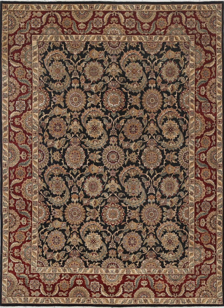 Black Indian Oriental Rug 8'8" x 12'0" Hand-Knotted