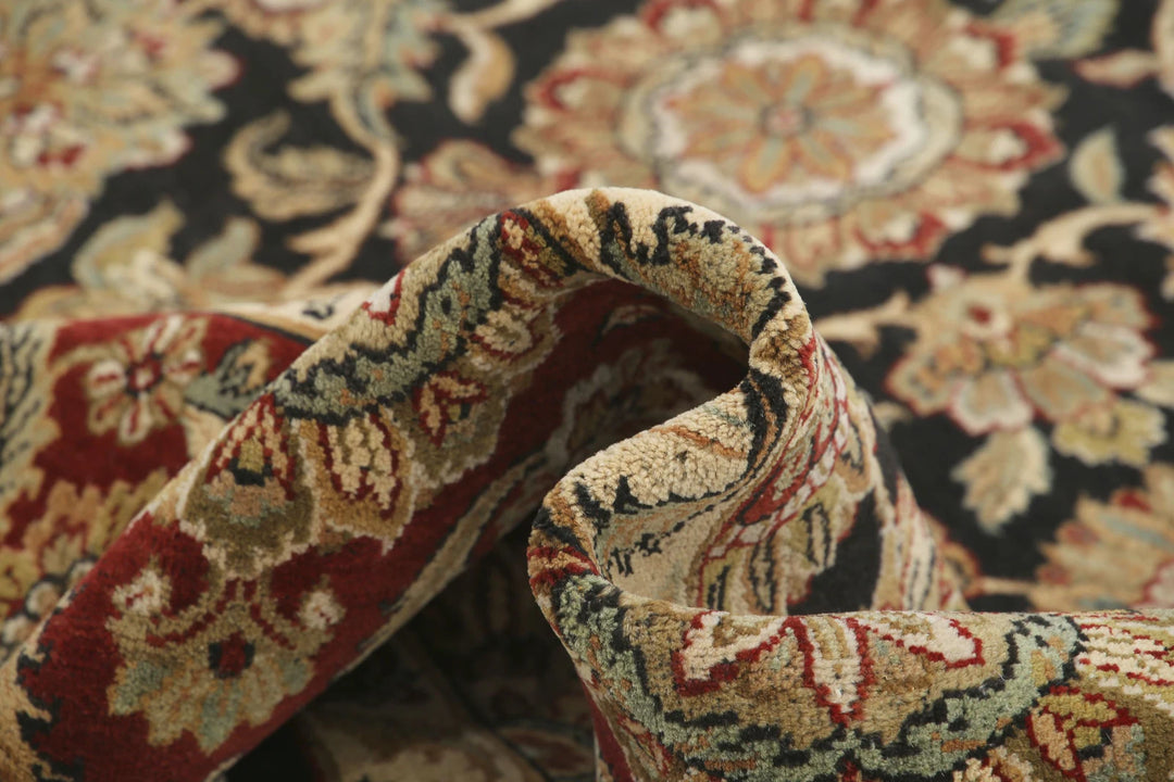 Black Indian Oriental Rug 8'8" x 12'0" Hand-Knotted pattern