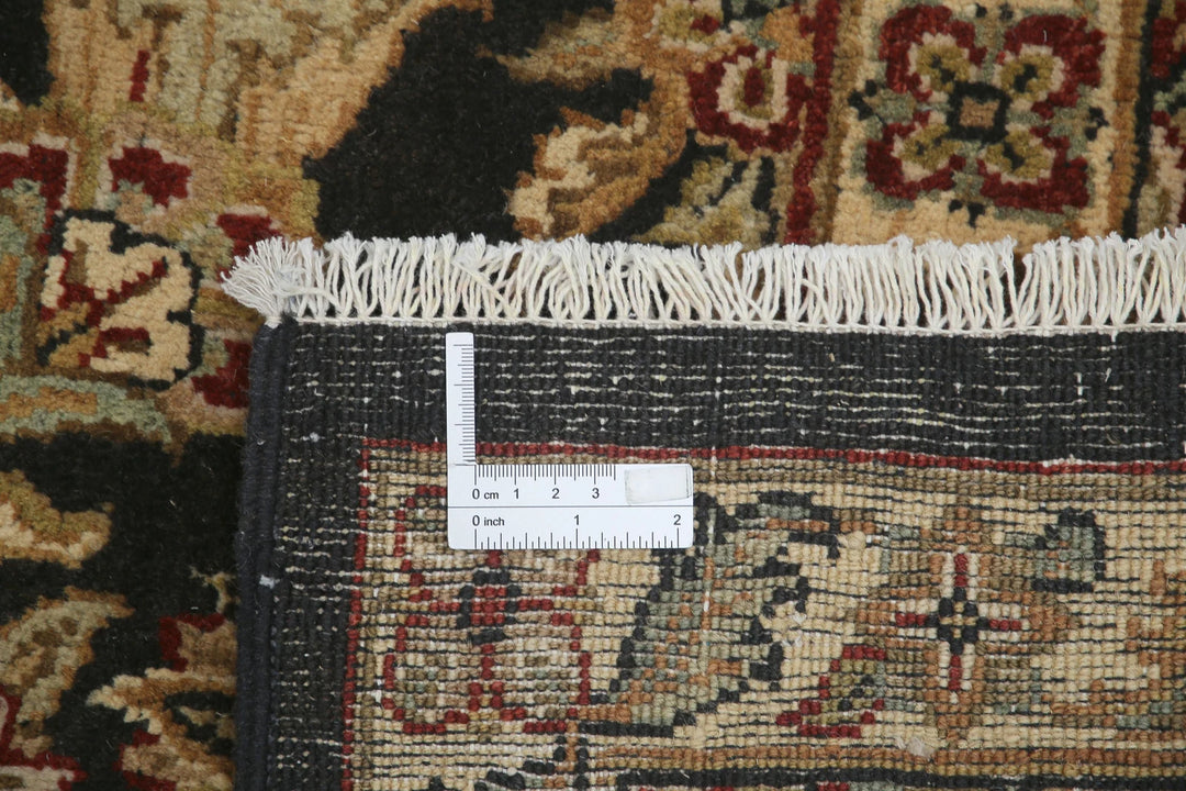 Black Indian Oriental Rug 8'8" x 12'0" Hand-Knotted border