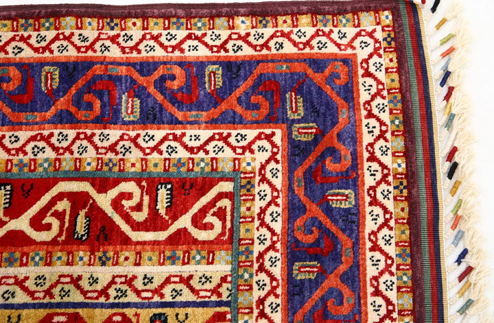 Blue Afghan Oriental Rug 4' 2" x 6' 6" Hand-Knotted | No. AT61524